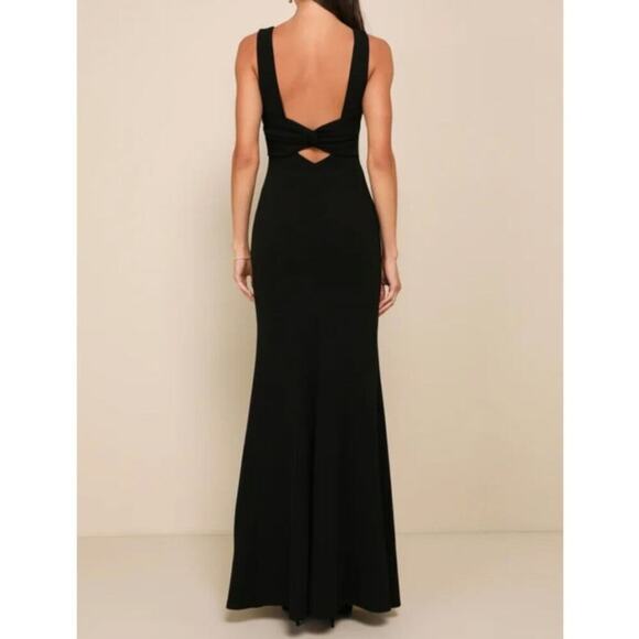 NWOT Lulus Black Mermaid Dress Size L Open Back Twist Whimsigoth Goth Witchy - Picture 1 of 12